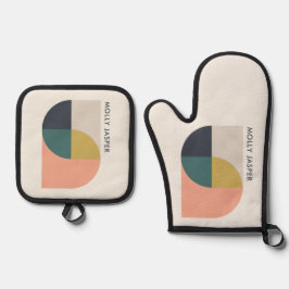 Moderne Abstrakte Kunst Elegante Geometrische Mini Ofenhandschuh & Topflappen-Set
