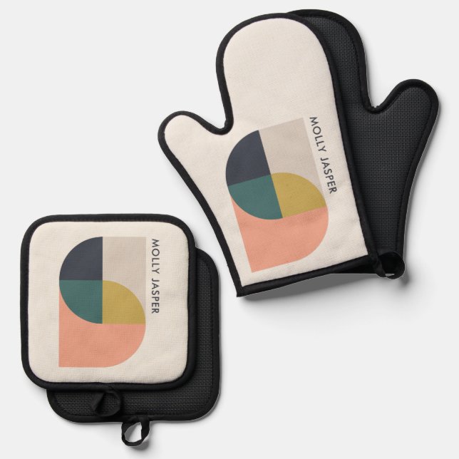 Moderne Abstrakte Kunst Elegante Geometrische Mini Ofenhandschuh & Topflappen-Set (Vorderseite/Rückseite)