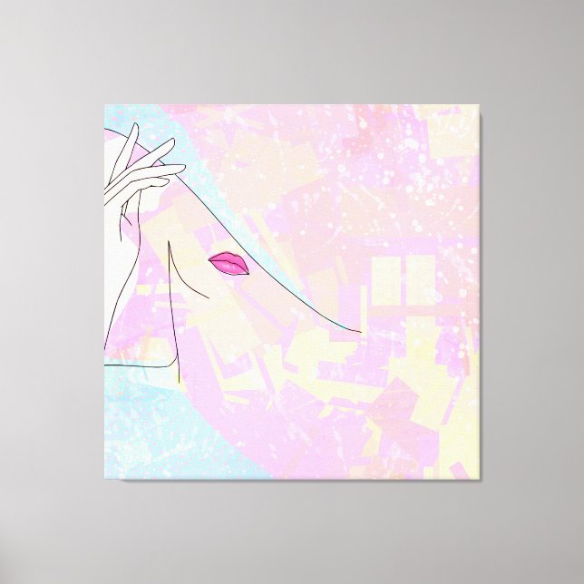 Moderne Abstrakte Kunst Female Face Handline Kunst Leinwanddruck (Vorderseite)
