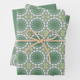 Moderne Abstrakte Kunst Frühjahr Blumenmuster Grün Geschenkpapier Set
