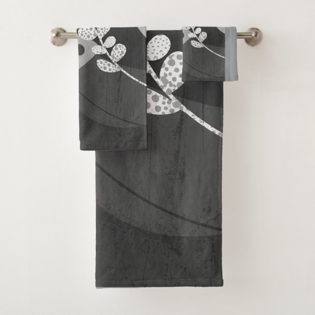 moderne abstrakte Kunst grau und schwarz Badhandtuch Set (Insitu)