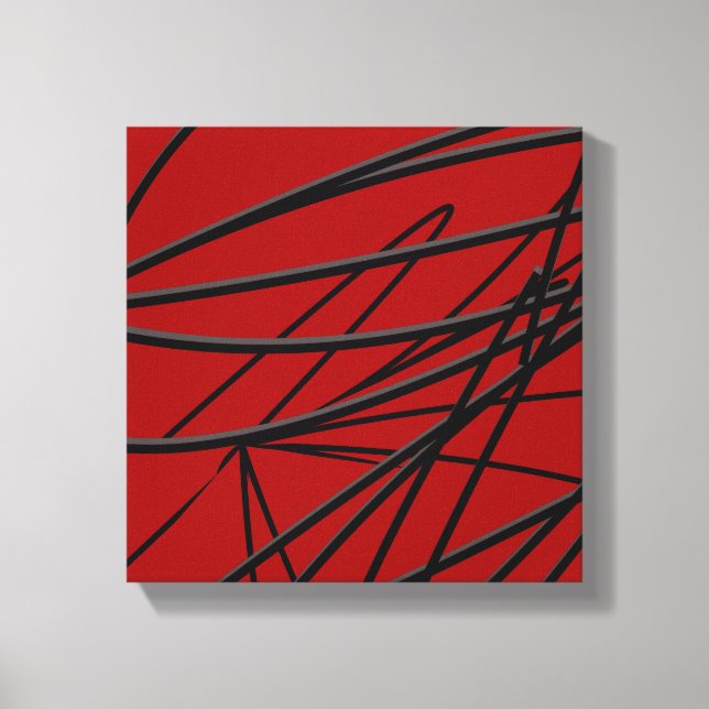 Moderne Abstrakte Kunst in Rot Schwarz Leinwanddruck (Vorderseite)