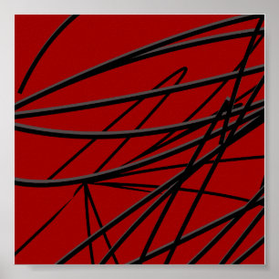 Moderne Abstrakte Kunst in Rot Schwarz Poster