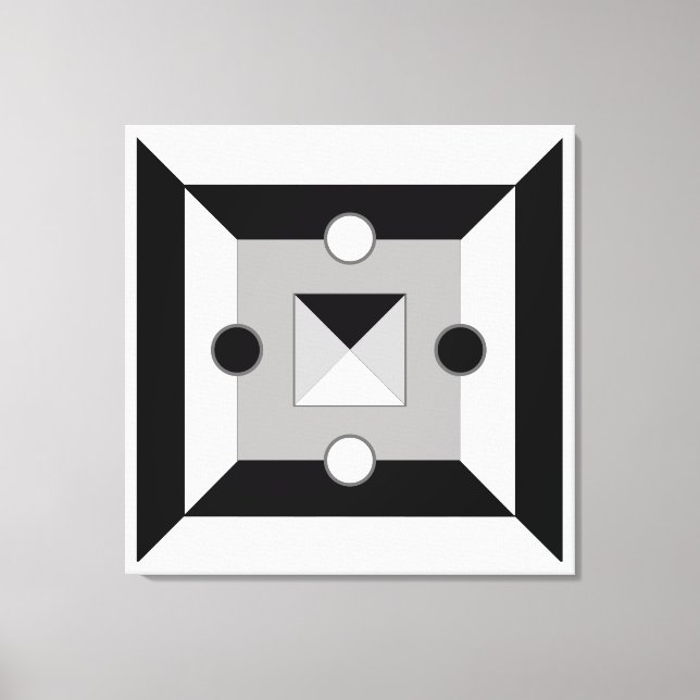 Moderne Abstrakte Kunst in Schwarz, Grau und Weiß Leinwanddruck (Vorderseite)