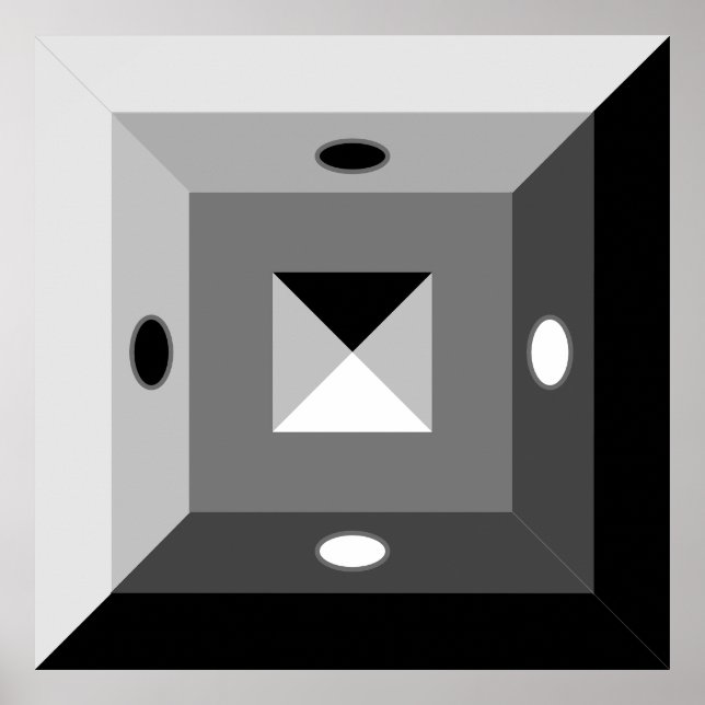 Moderne Abstrakte Kunst in Schwarz, Grau und Weiß Poster (Vorne)