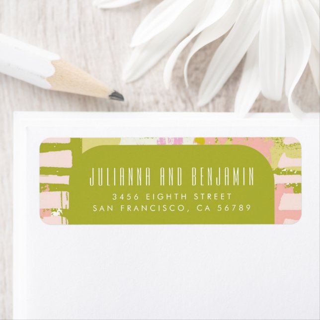 Moderne Abstrakte Kunst Lime Green Pink Rücksendea (Insitu)