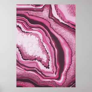 Moderne Abstrakte Kunst Pink Agate Geode Gemstone Poster
