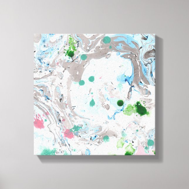 Moderne Abstrakte Kunst Rosa Blau Grün Weiß Leinwanddruck (Vorderseite)