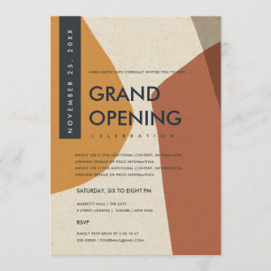 MODERNE ABSTRAKTE KUNST ROST ORANGE ERÖFFNUNG EINLADUNG