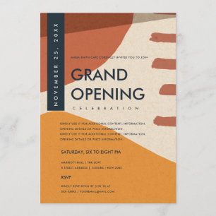 MODERNE ABSTRAKTE KUNST ROST ORANGE ERÖFFNUNG EINLADUNG