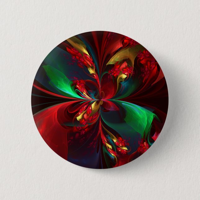 Moderne Abstrakte Kunst Rotes Grün Muster #11 Button (Vorderseite)