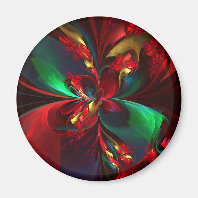 Moderne Abstrakte Kunst Rotes Grün Muster #11 Magnet (Vorne)