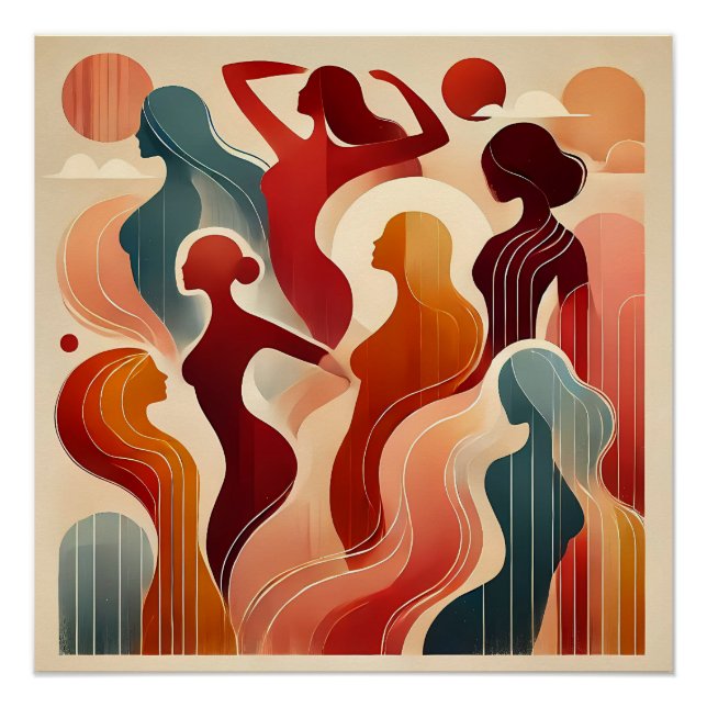 Moderne Abstrakte Kunst zelebriert Frauenförderung Poster (Vorderseite)
