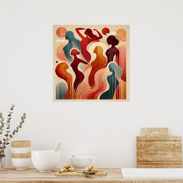 Moderne Abstrakte Kunst zelebriert Frauenförderung Poster (Küche)