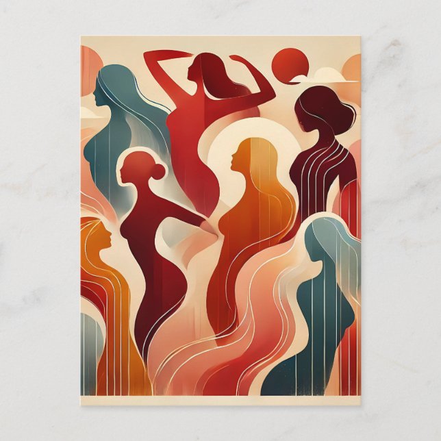 Moderne Abstrakte Kunst zelebriert Frauenförderung Postkarte (Vorderseite)