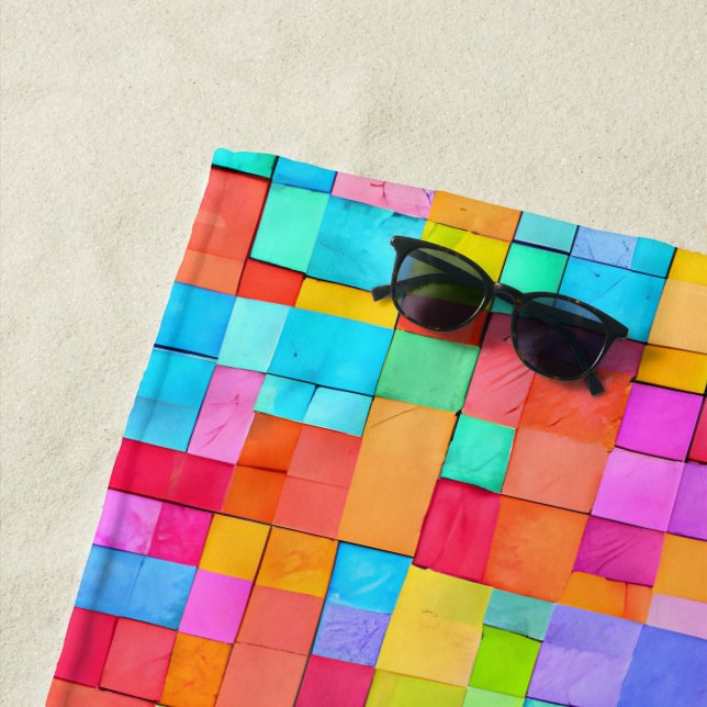 Moderne Abstrakte Kunstfarben NAME Teens Fun Strandtuch (Beispiel)