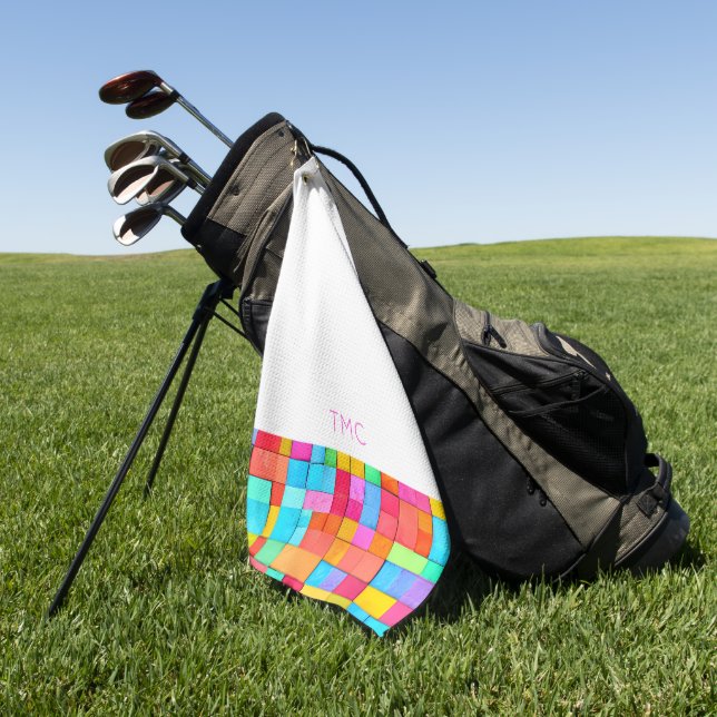 Moderne Abstrakte Kunstfarben Wasserfarben Initial Golfhandtuch (Gras)