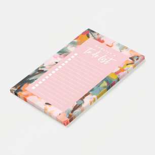 Moderne Abstrakte Kunstflorale für Personalisierte Post-it Klebezettel