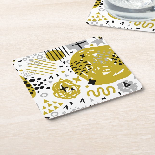 Moderne Abstrakte Kunstformen Rechteckiger Pappuntersetzer (angewinkelt)