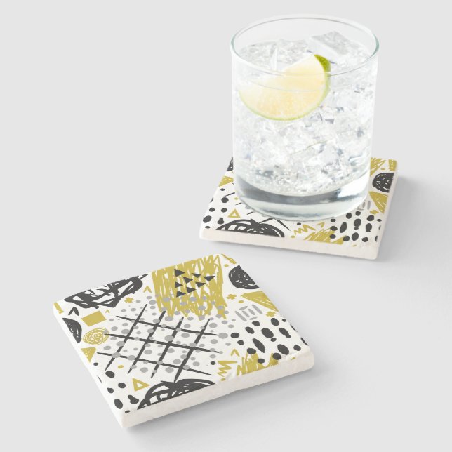 Moderne Abstrakte Kunstformen Steinuntersetzer (Seitenansicht)