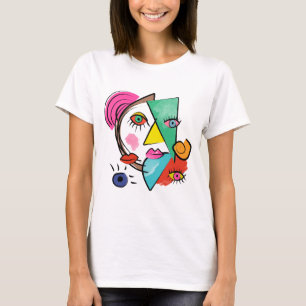 Moderne Abstrakte Künstlerische Frauengesichte T-Shirt