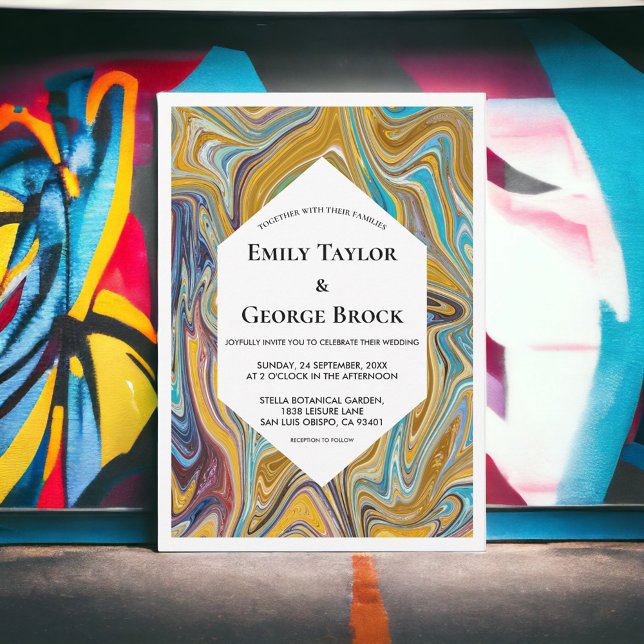 Moderne Abstrakte Kunstmalerei Hochzeit Einladung (Von Creator hochgeladen)