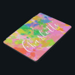 Moderne Abstrakte Kunstmalerei Personalisierter Na iPad Pro Cover<br><div class="desc">Spaß und fröhliches abstraktes Gemälde in einem lebhaften und spielerischen Farbenregen,  personalisiert mit Ihrem Namen.</div>