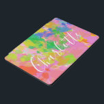 Moderne Abstrakte Kunstmalerei Personalisierter Na iPad Pro Cover<br><div class="desc">Spaß und fröhliches abstraktes Gemälde in einem lebhaften und spielerischen Farbenregen,  personalisiert mit Ihrem Namen.</div>