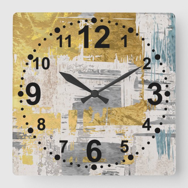 Moderne abstrakte Kunstwanduhr Quadratische Wanduhr (Vorderseite)