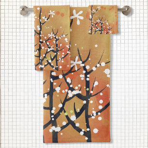 Moderne Abstrakte Landschaft Burnt Orange Badhandtuch Set
