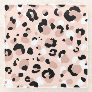 Moderne Abstrakte Leopardendrucke Glasuntersetzer