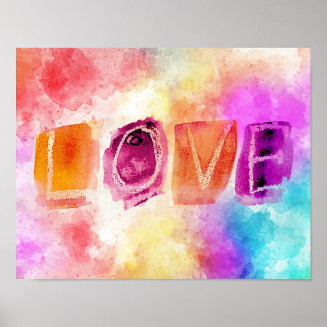 Moderne Abstrakte Liebe in Aquarell Poster (Vorne)