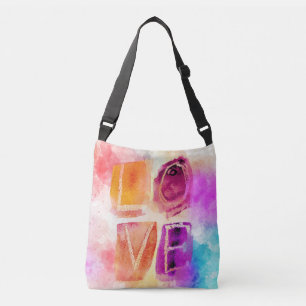 Moderne Abstrakte Liebe in Aquarell Tragetaschen Mit Langen Trägern