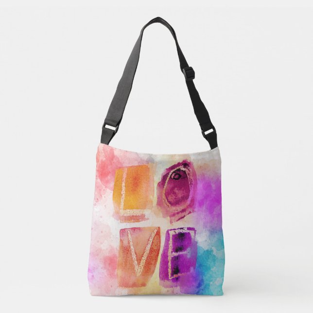 Moderne Abstrakte Liebe in Aquarell Tragetaschen Mit Langen Trägern (Vorderseite)