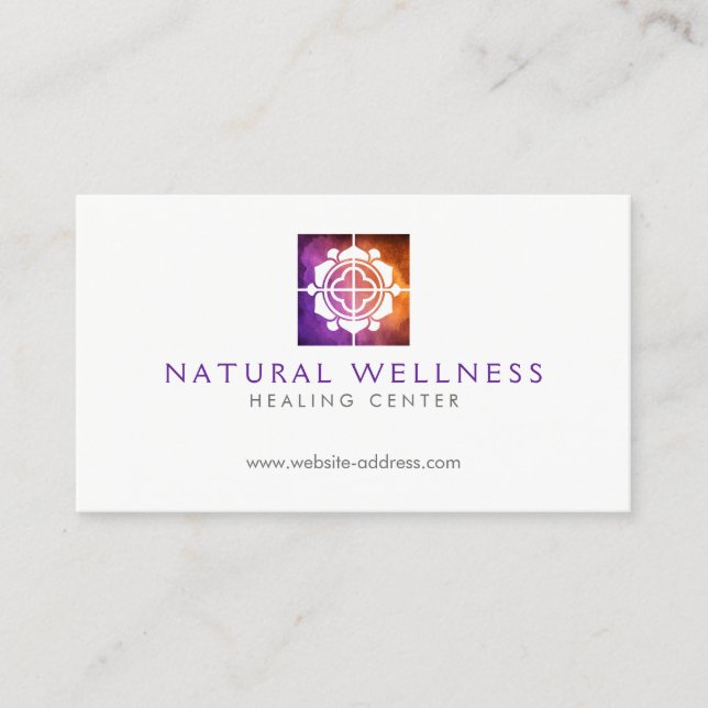 Moderne Abstrakte Lila Blumen Logos Wellness Visitenkarte (Vorderseite)
