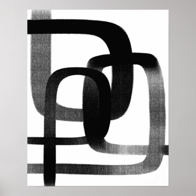 Moderne Abstrakte Linie Schwarz/Weiß Poster (Vorne)