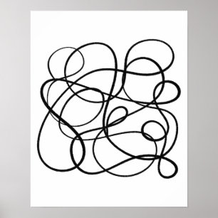 Moderne Abstrakte Linie Schwarz/Weiß Poster