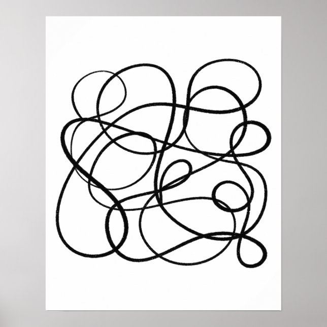 Moderne Abstrakte Linie Schwarz/Weiß Poster (Vorne)