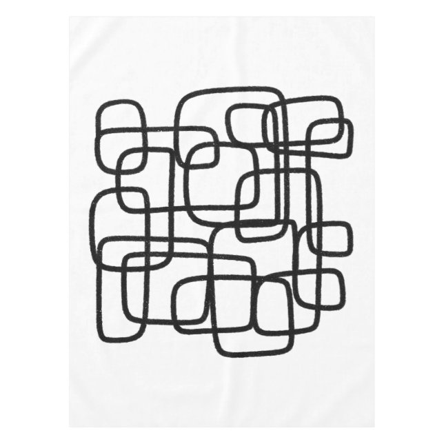Moderne Abstrakte Linie Schwarz/Weiß Tischdecke (Vorderseite)