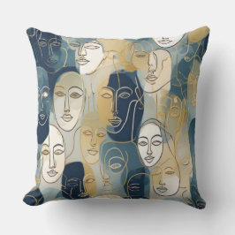 Moderne Abstrakte Linien Kunst Gesichter Wurf Kiss Kissen