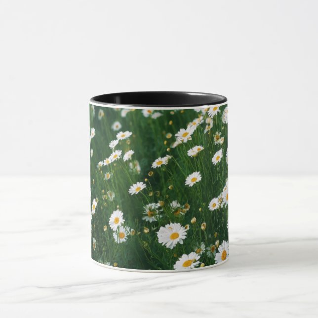 Moderne abstrakte Linienkunst Schwarze Tasse | Min (Zentrum)