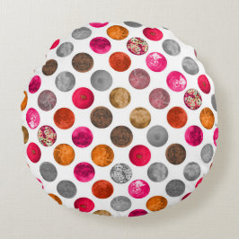 Moderne Abstrakte Magenta Orange Geo Spheres Rundes Kissen