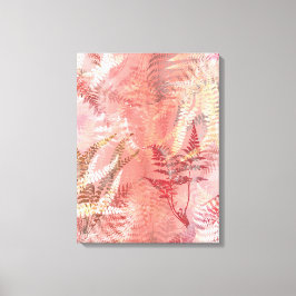 Moderne Abstrakte Malerei Coral Pink Fern Blätter Leinwanddruck