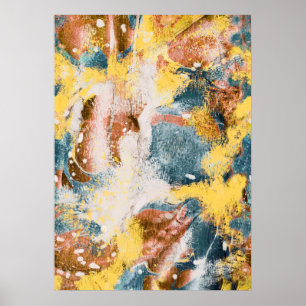 Moderne Abstrakte Malerei Mustard Aquamarin Gold Poster