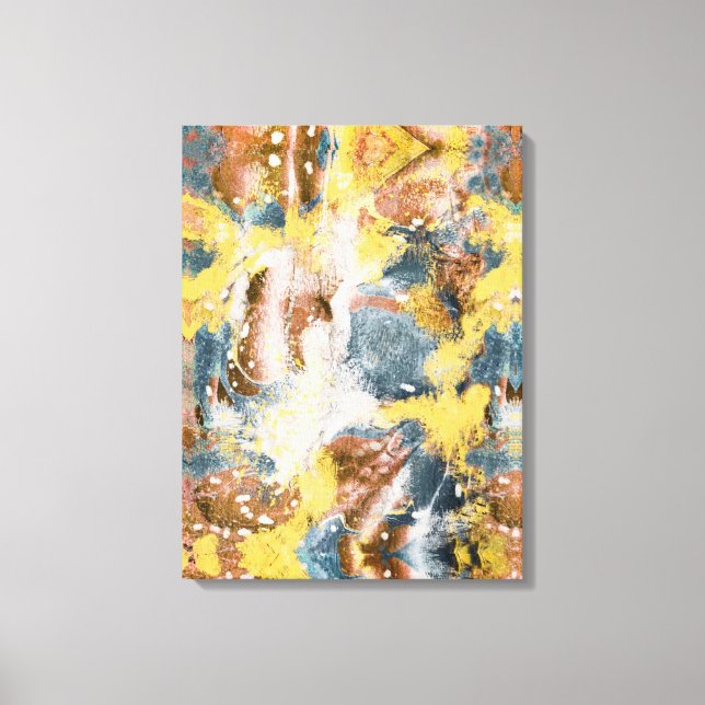 Moderne Abstrakte Malerei Mustard Aquamarin Gold W Leinwanddruck (Vorderseite)