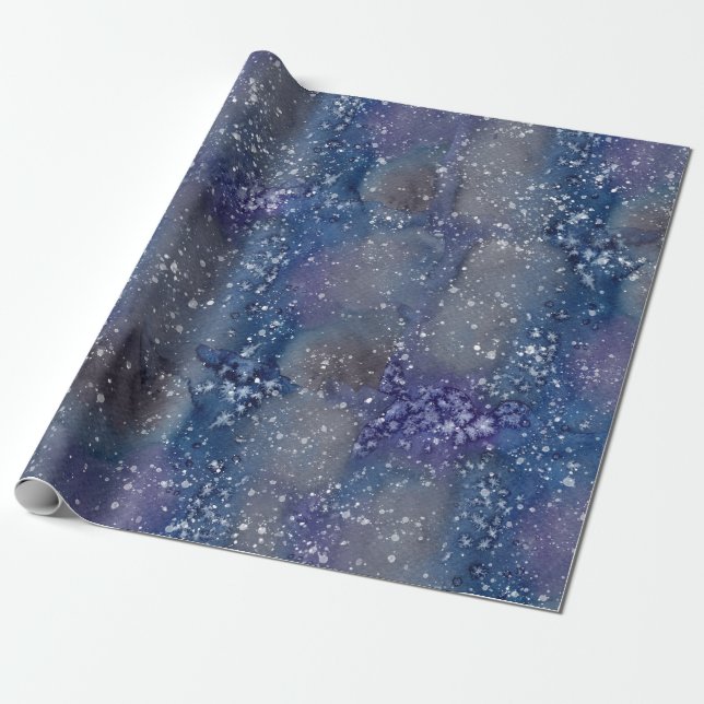 Moderne Abstrakte Malerei Snowy Night Sky Geschenkpapier (Ungerollt)