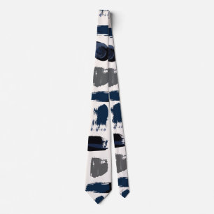 Moderne abstrakte malerische Pinselstriche Navy un Krawatte
