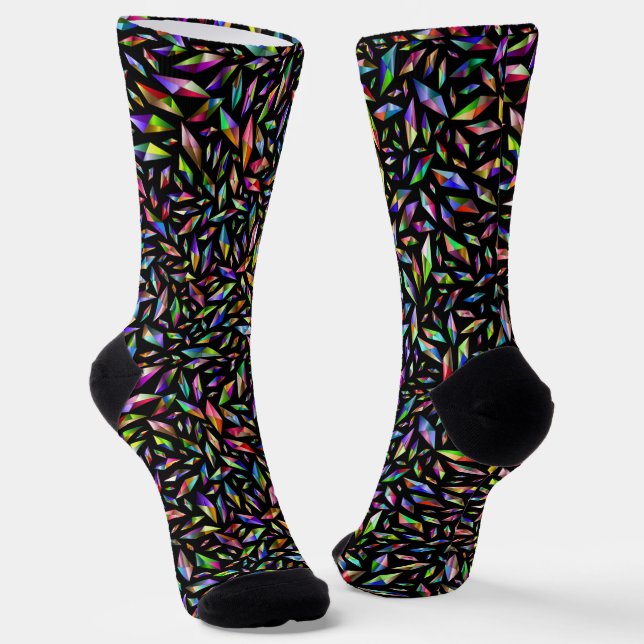 Moderne abstrakte mehrfarbige Diamanten auf schwar Socken (Gewinkelt)