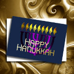 Moderne Abstrakte Menorah Lila Folien Feiertagskarte<br><div class="desc">Moderne Abstrakte Menorah Lila</div>