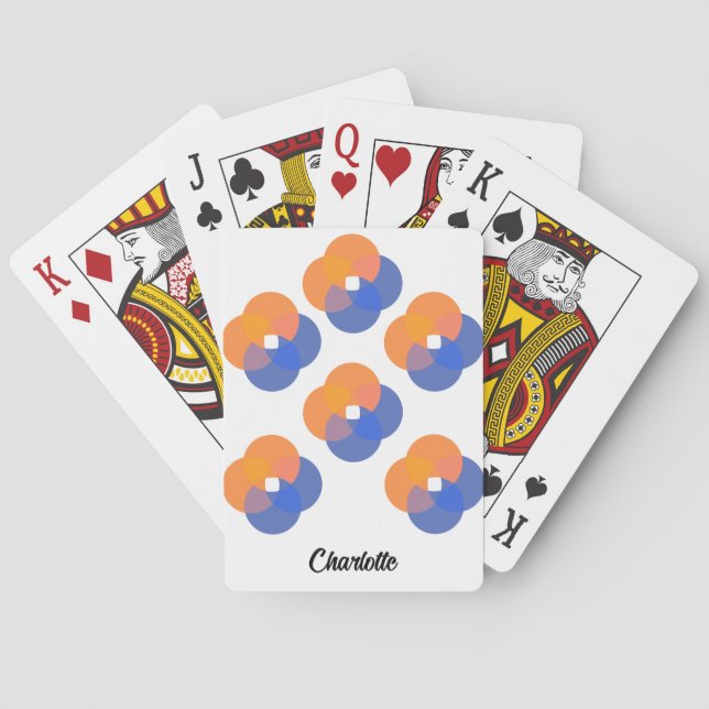 Moderne Abstrakte Minimalistische Kreise Orange Bl Spielkarten (Rückseite)